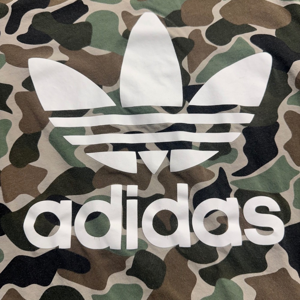 Adidas Originals Mens Camo Trefoil Logo T-Shirt Green Brown Camouflage Tee Small - Picture 7 of 12